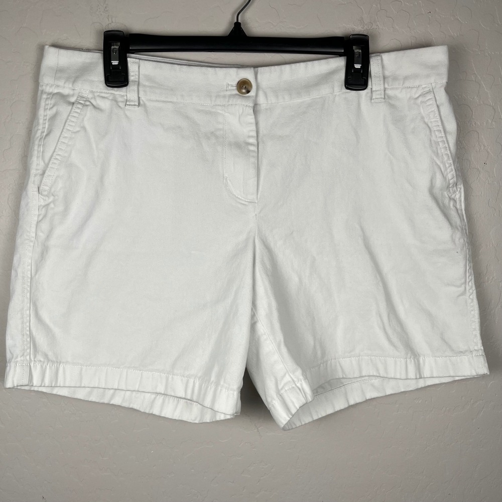 J. Crew Women's White Casual Chino‎ Shorts Size 14 Classic Everyday Staple